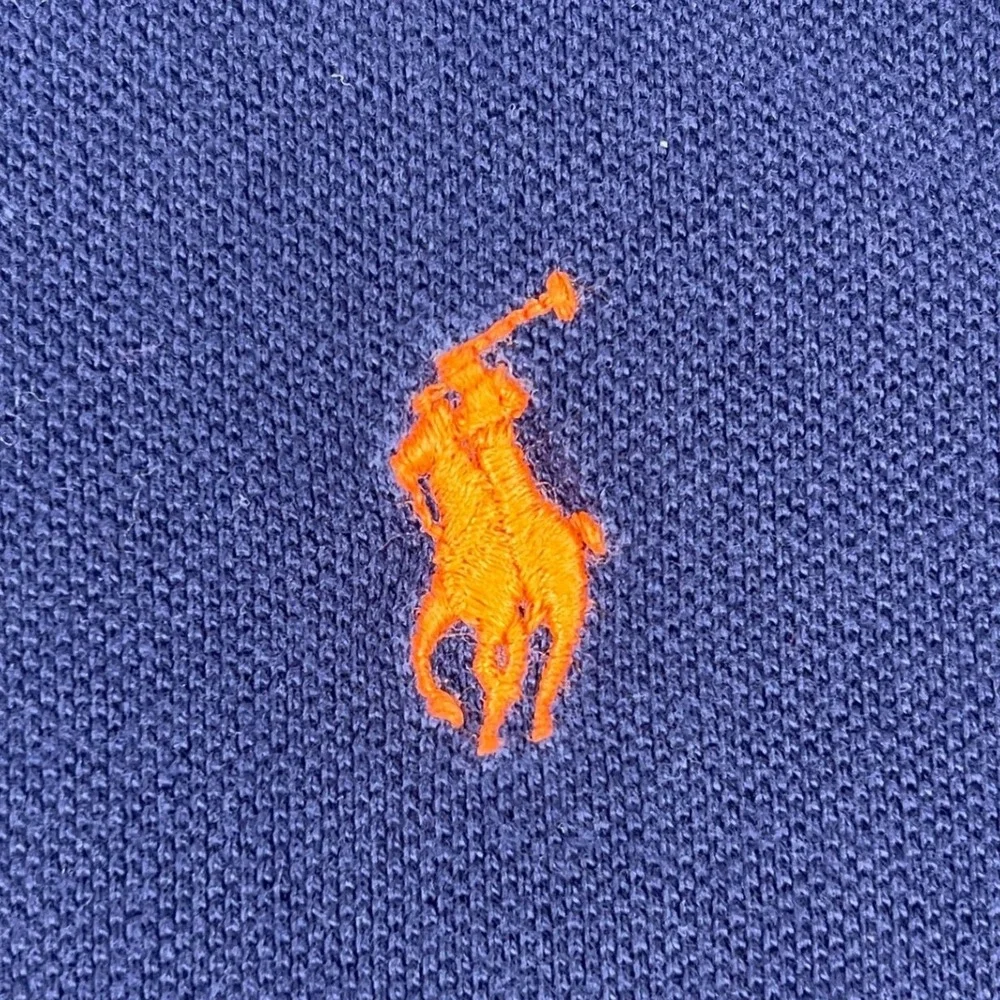 Polo Ralph Lauren Men XL Navy Blue Polo Shirt Orange Pony Logo